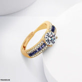 Gold-Plated Round Square Layered Adjustable Ring